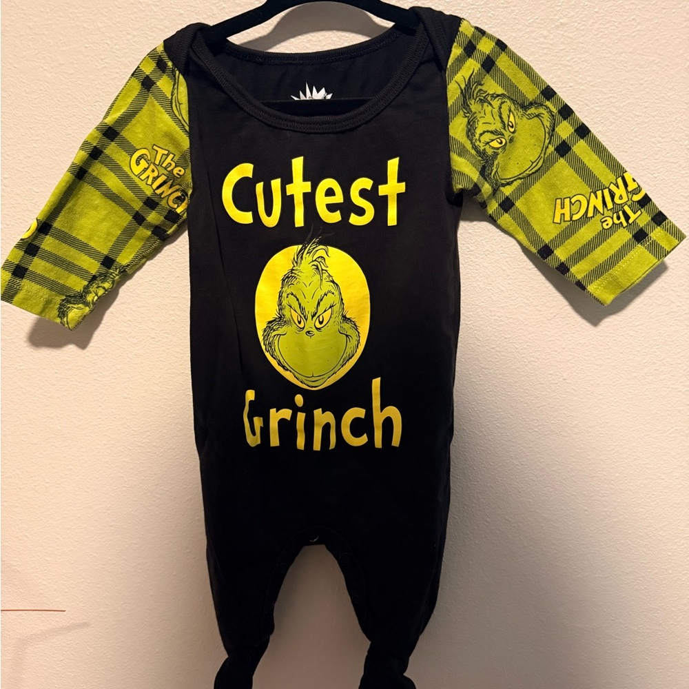 Dr. Seuss Black and Yellow Grinch infant One Piece - Picture 2 of 4